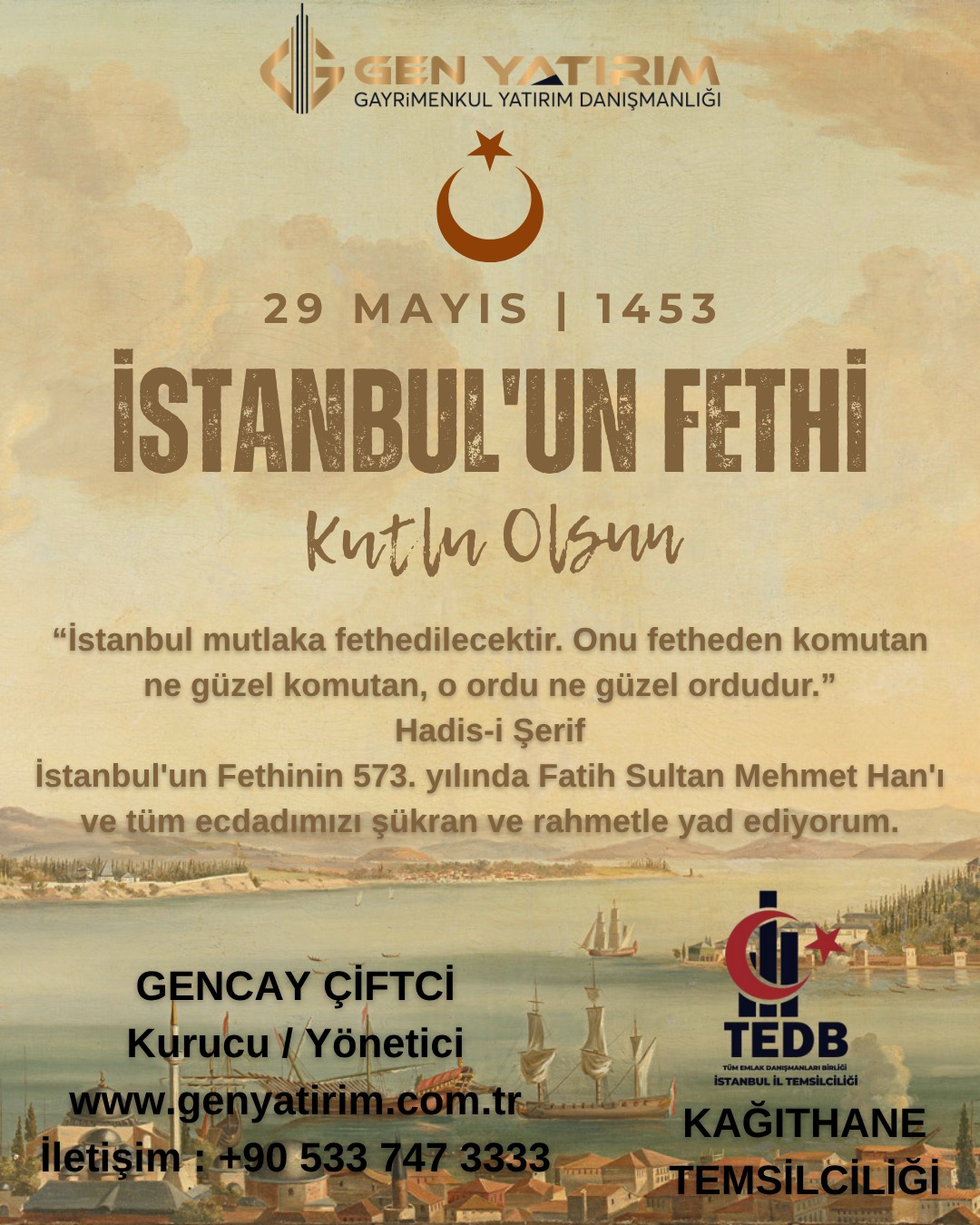 İstanbul'un fethinin 573. yıl dönümü mübarek olsun.